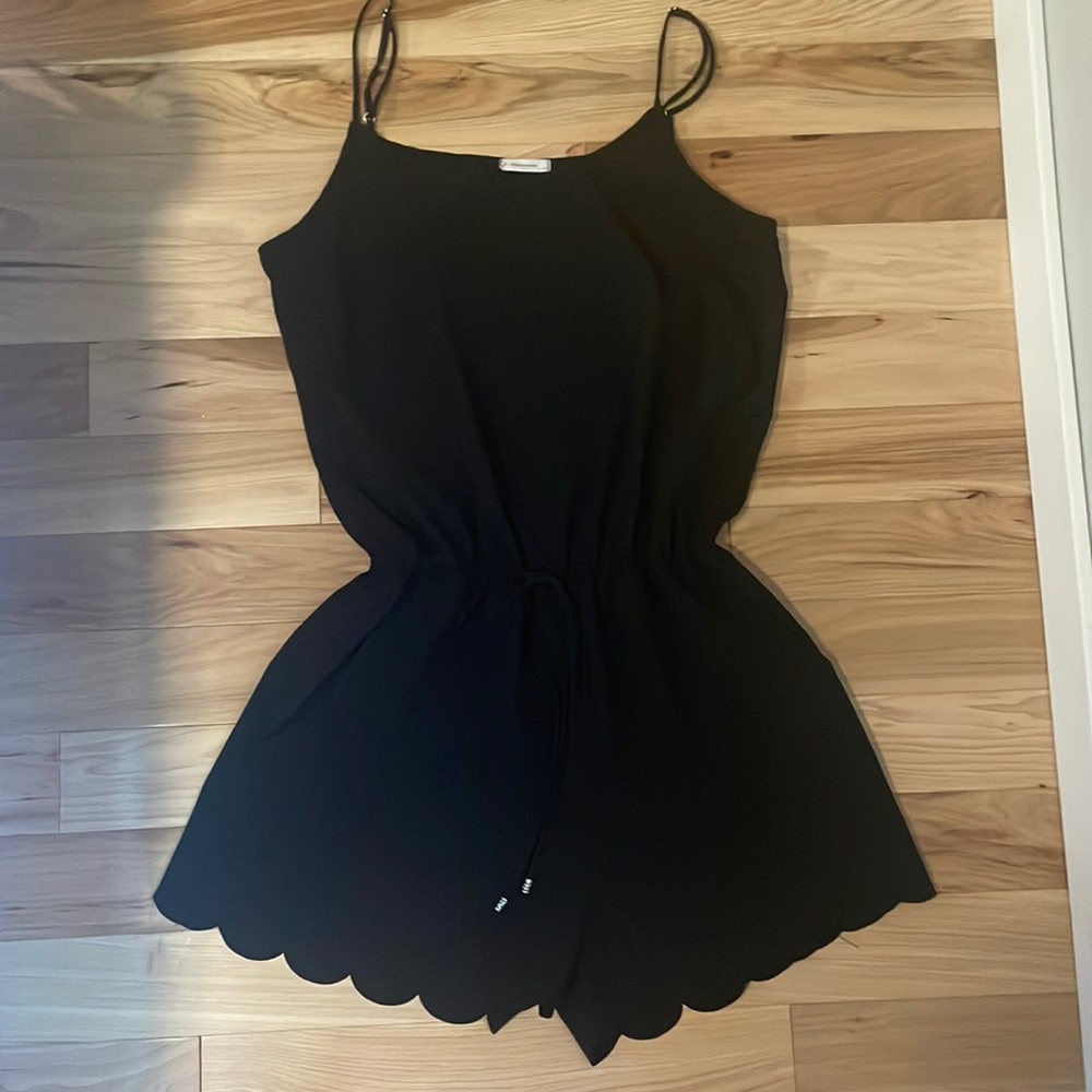 Black romper with scallop shorts, size L